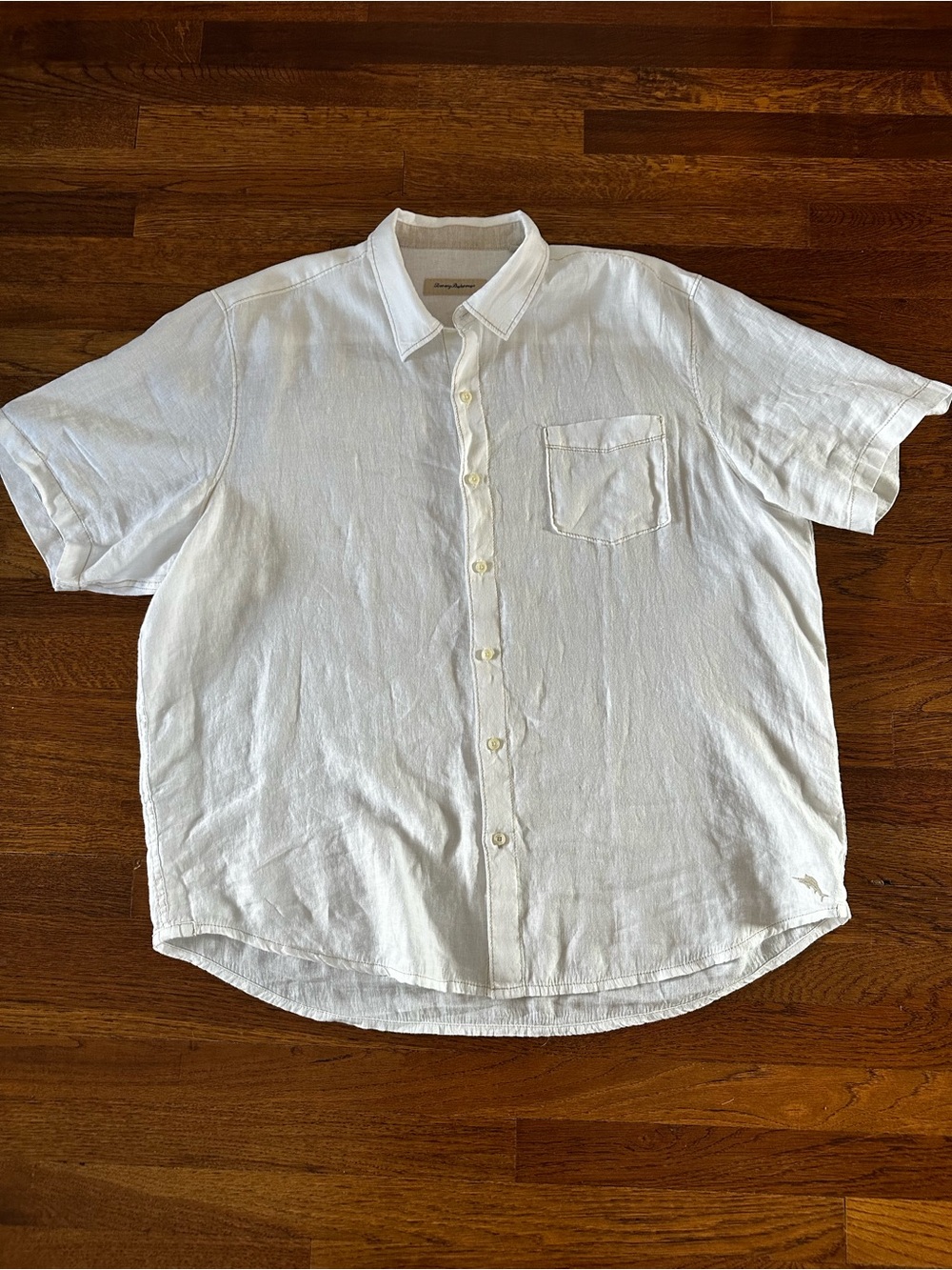 Tommy Bahama White Short-Sleeve Linen Button-Down Shirt